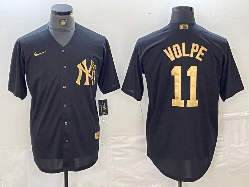 Men New York Yankees 11 Volpe Black gold 4 th generation Nike 2024 MLB Jersey style 2